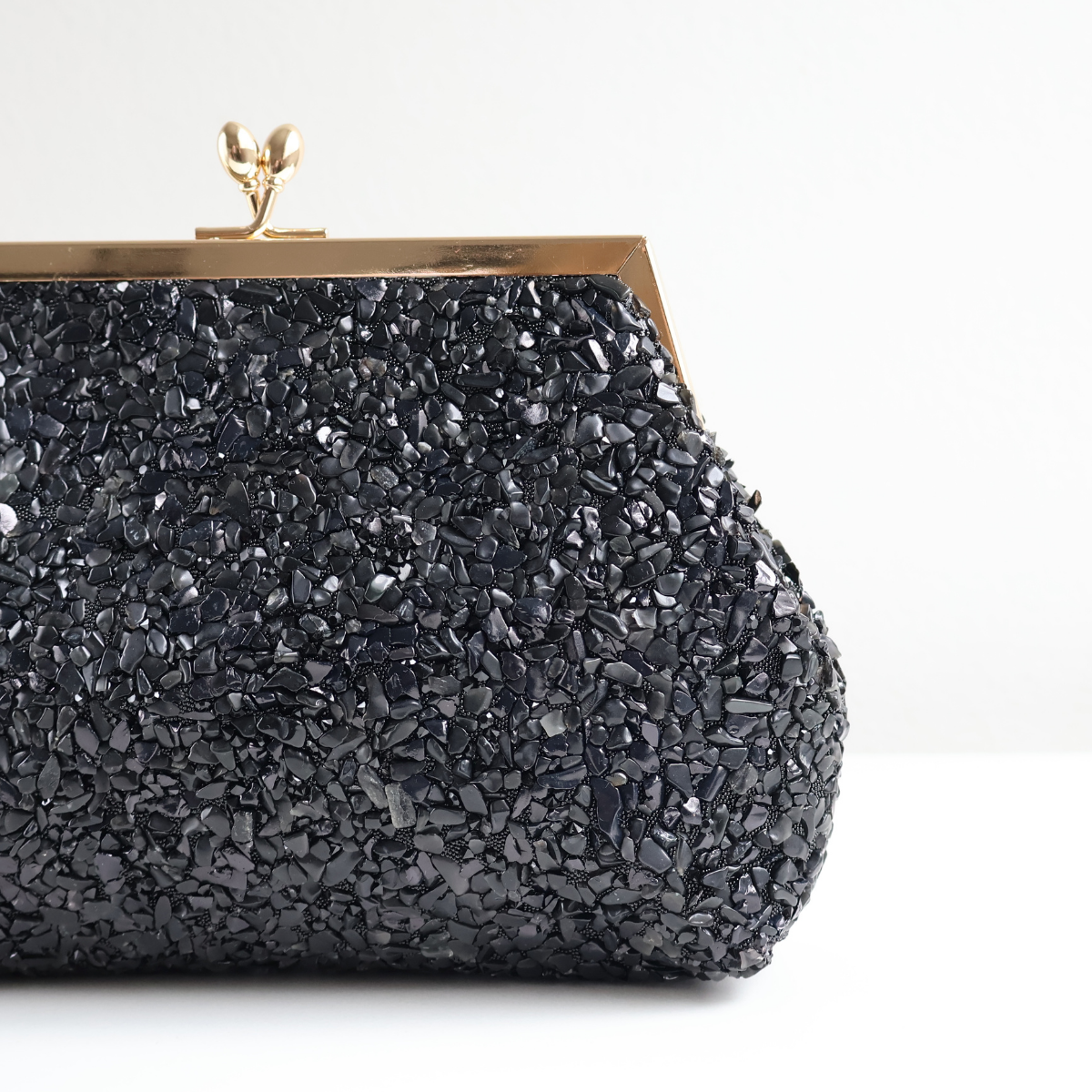 Bolsa Festa Clutch Pouch Pedraria Preta