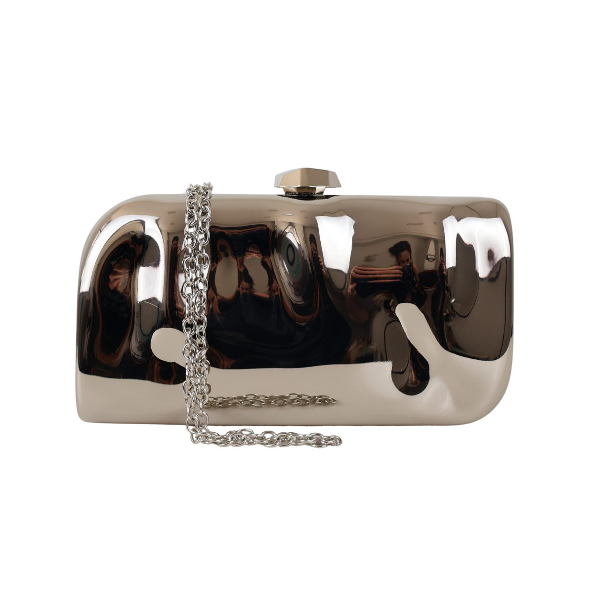 Bolsa de Festa Clutch Metalizada Prateada