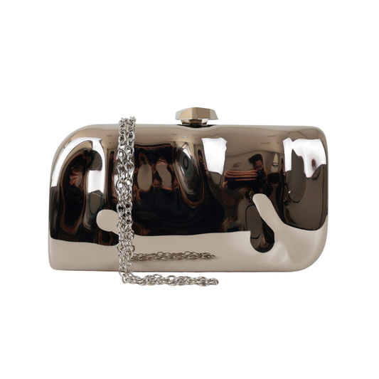 Bolsa de Festa Clutch Metalizada Prateada