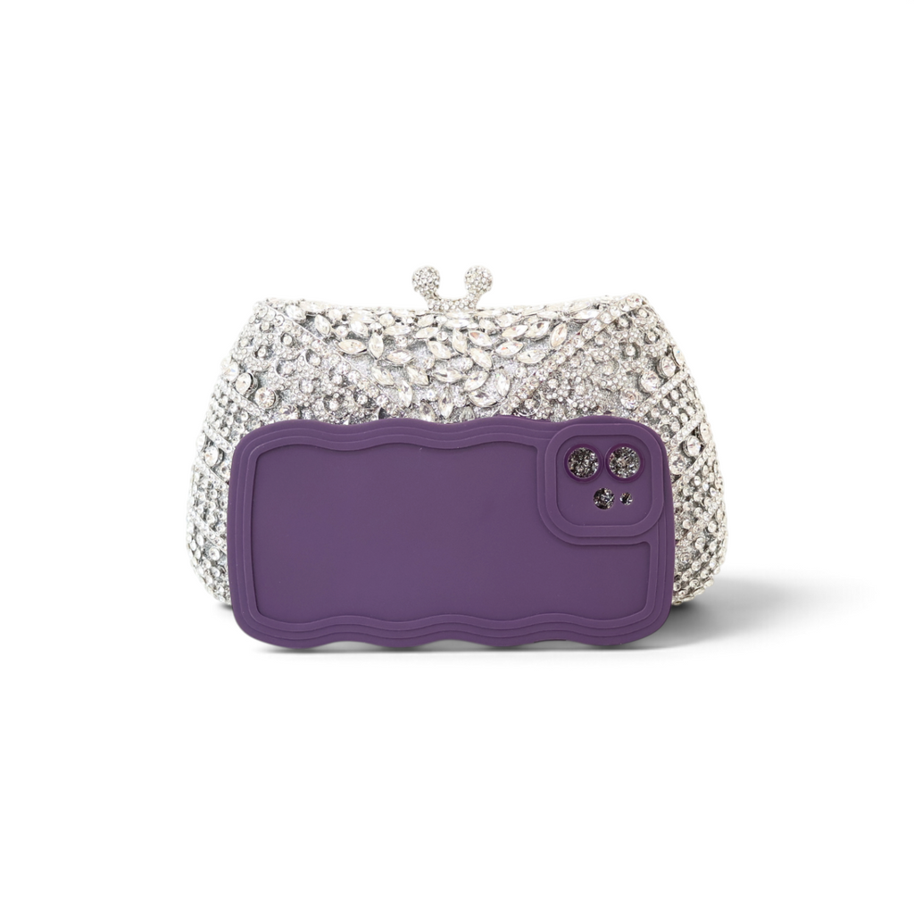 Bolsa Festa Clutch Pedraria Strass Prata