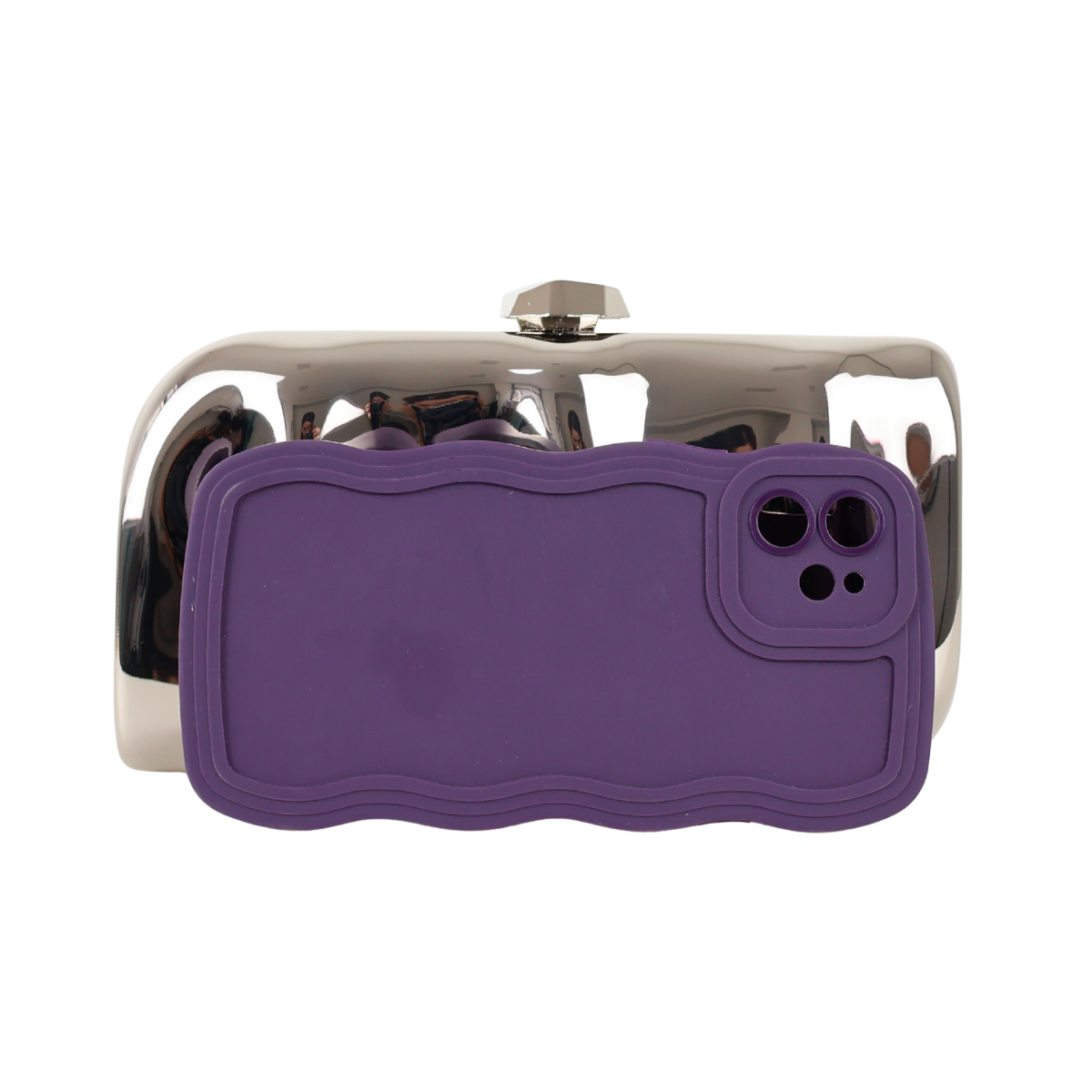 Bolsa de Festa Clutch Metalizada Prateada