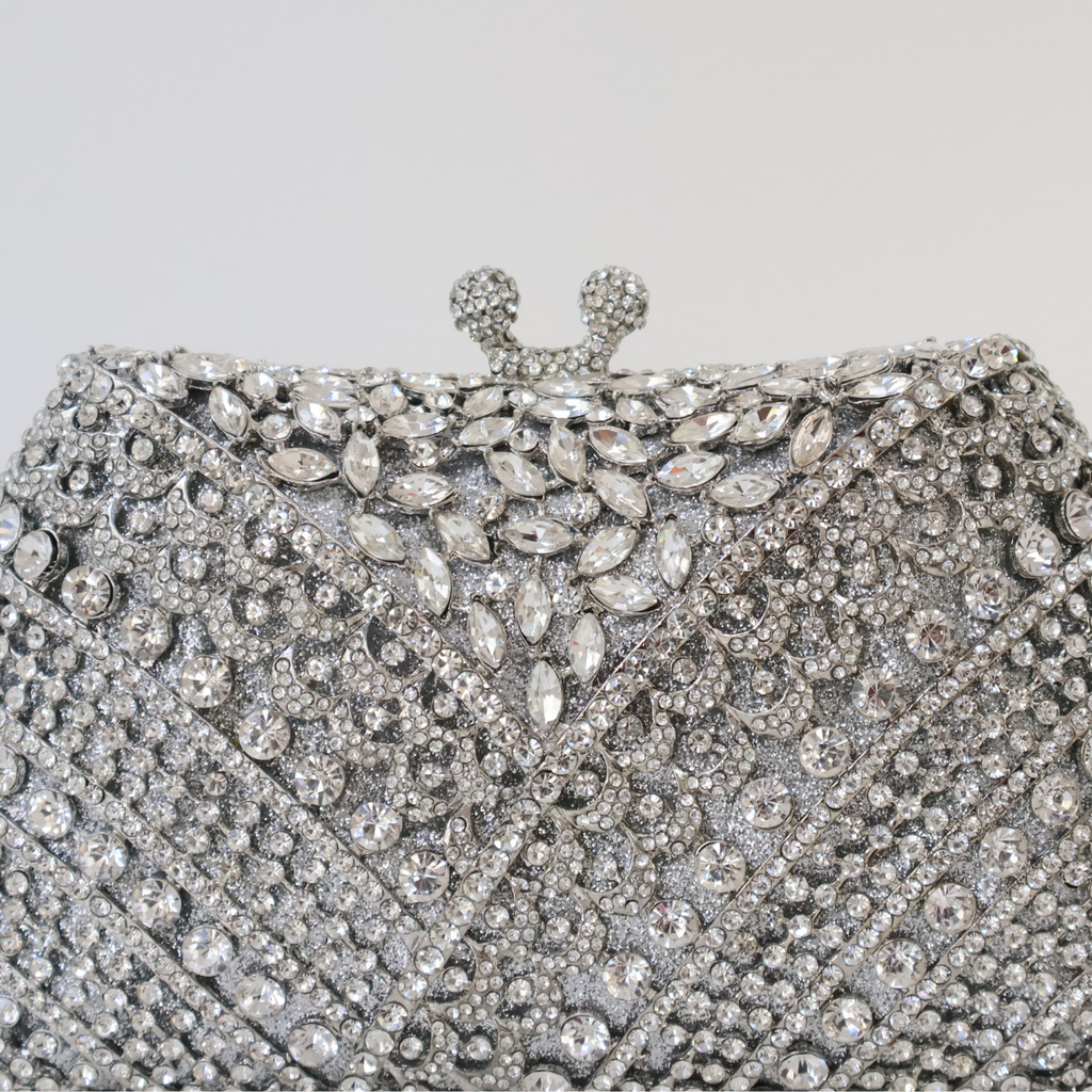 Bolsa Festa Clutch Pedraria Strass Prata
