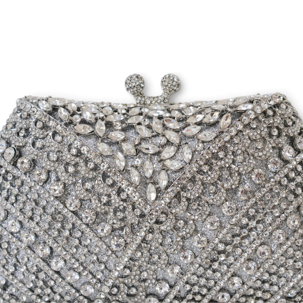 Bolsa Festa Clutch Pedraria Strass Prata