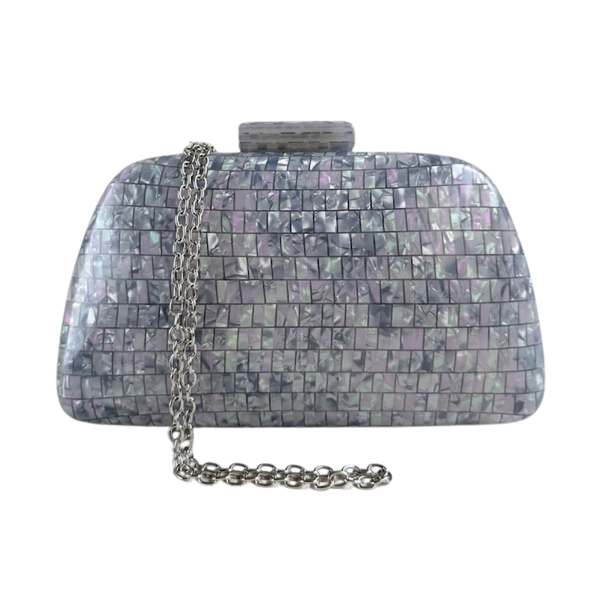 Bolsa de Festa Clutch Acrílico Perolada Cinza Claro