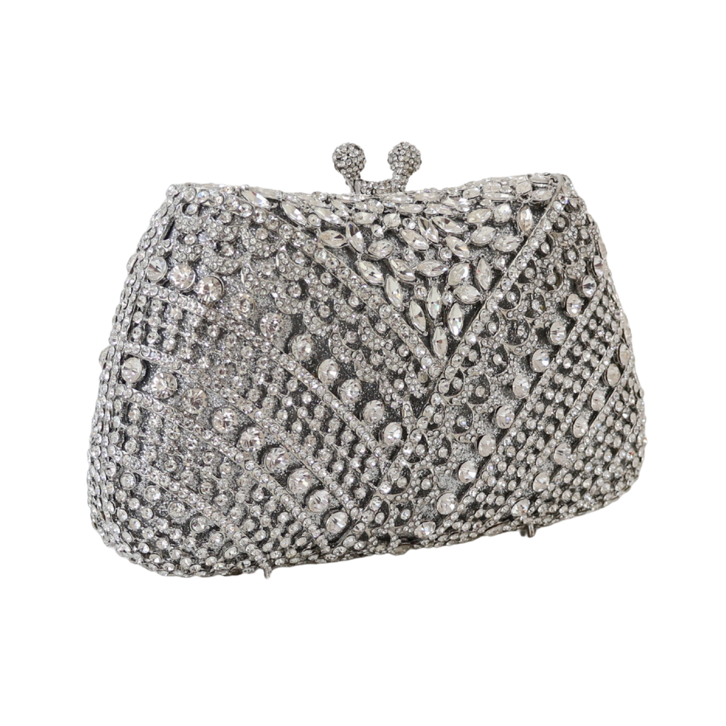 Bolsa Festa Clutch Pedraria Strass Prata