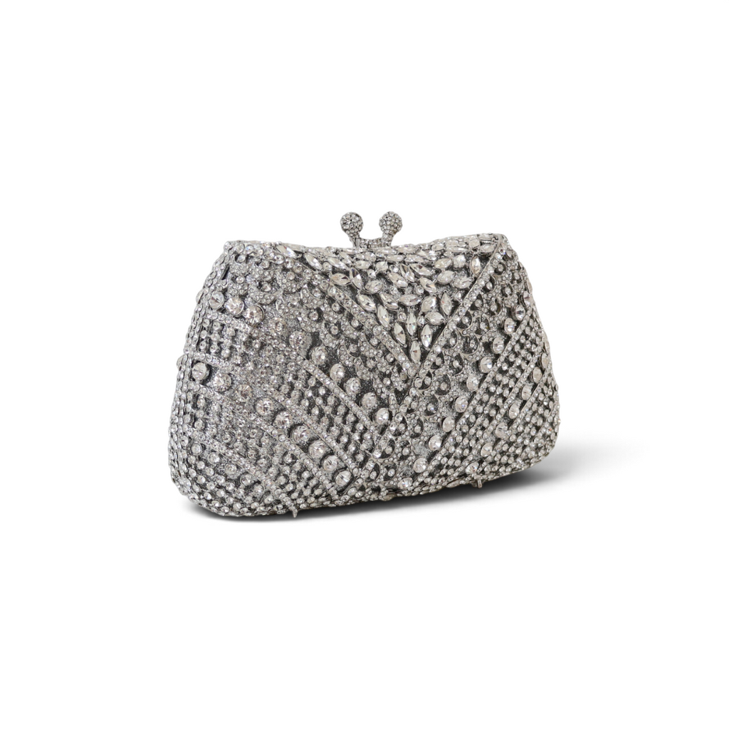 Bolsa Festa Clutch Pedraria Strass Prata