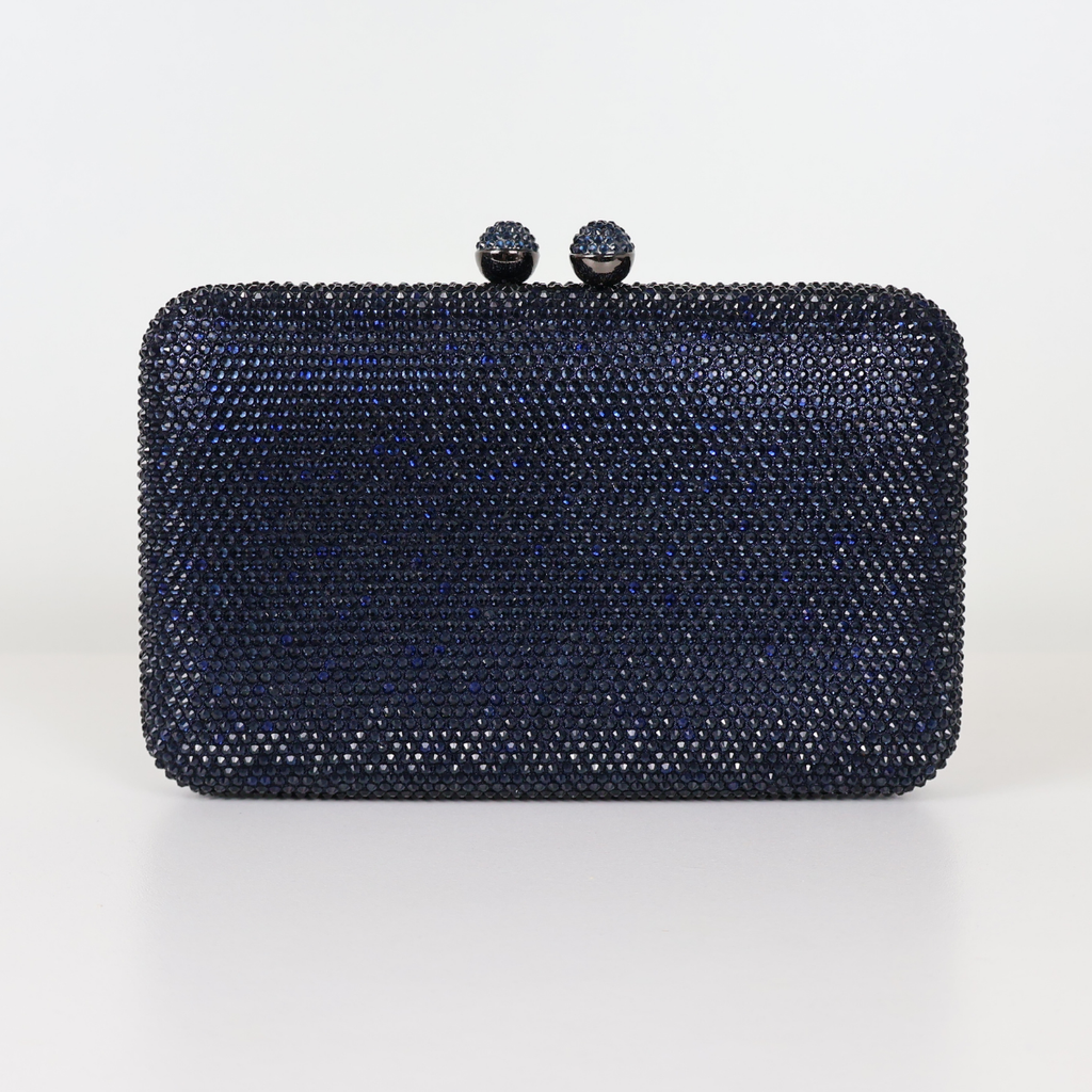 Bolsa Festa Clutch Pedraria Strass Azul Marinho