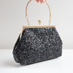 Bolsa Festa Clutch Pouch Pedraria Preta
