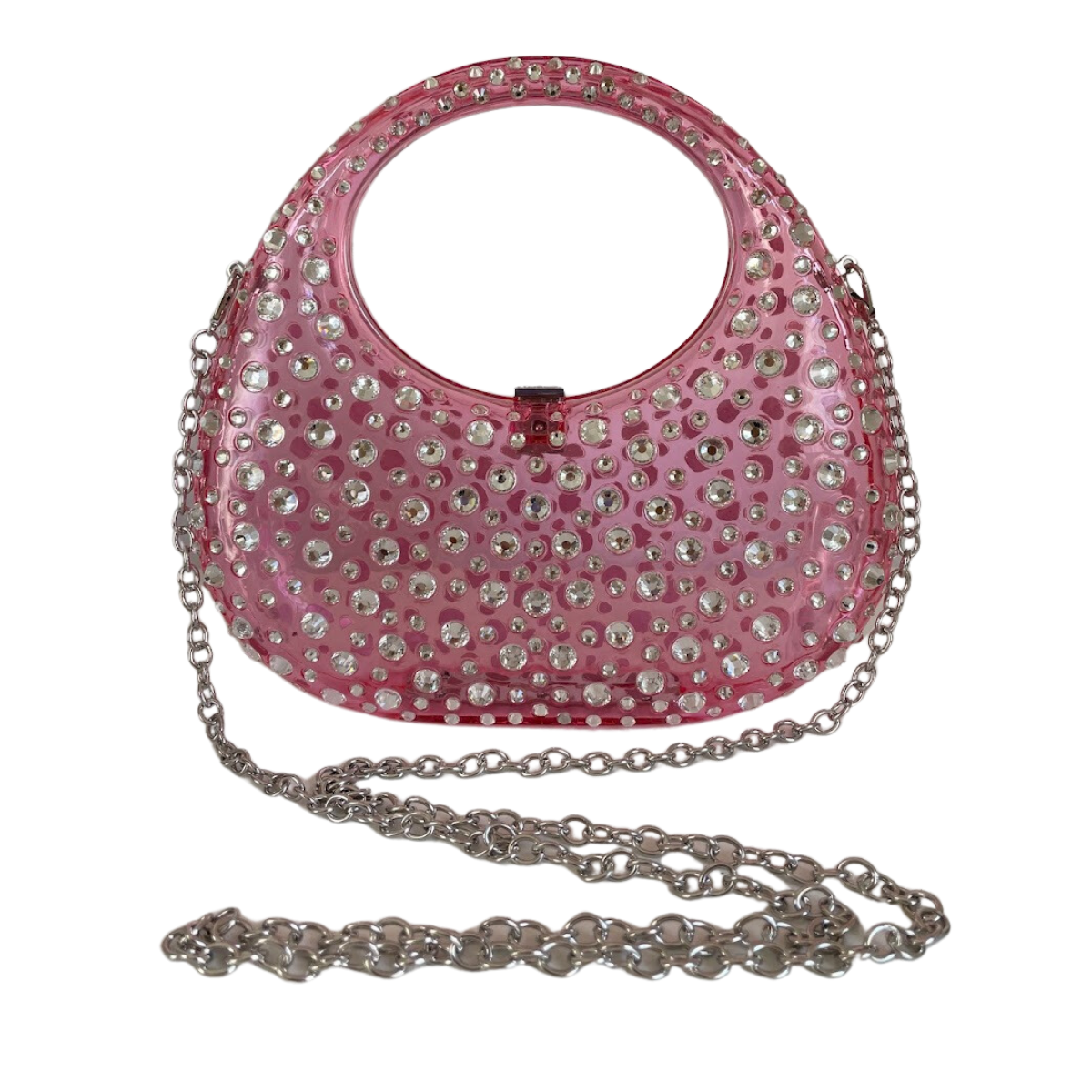 Bolsa de Mão Transversal Festa Clutch Acrílico Transparente Rosa