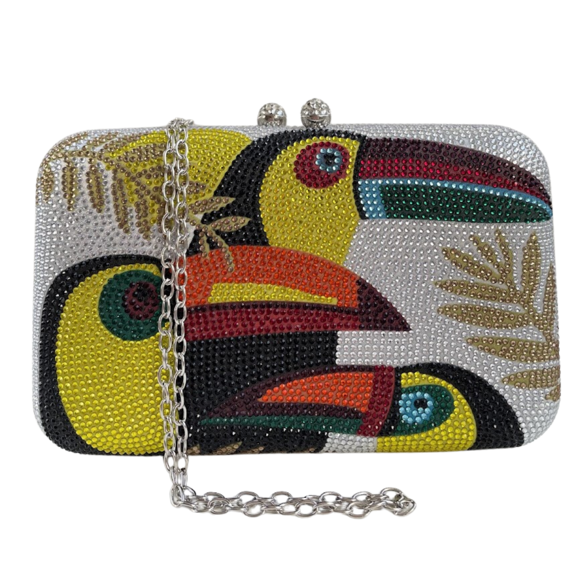 Bolsa de Festa Clutch Pedraria Prata Toucan