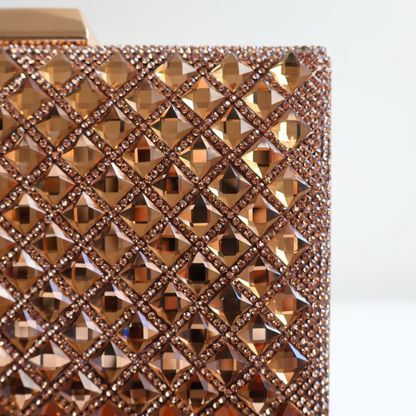Bolsa Festa Clutch Pedraria Strass Dourada Escuro