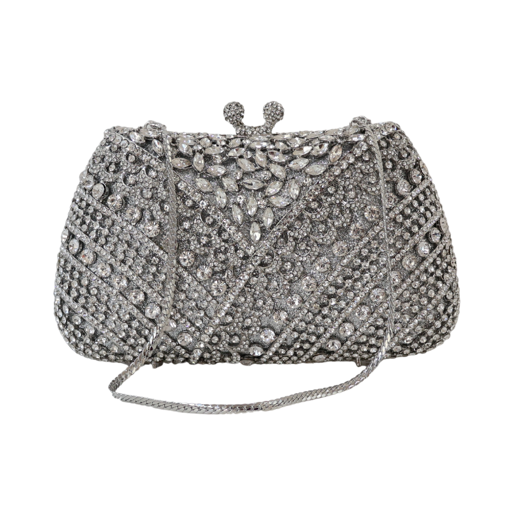 Bolsa Festa Clutch Pedraria Strass Prata
