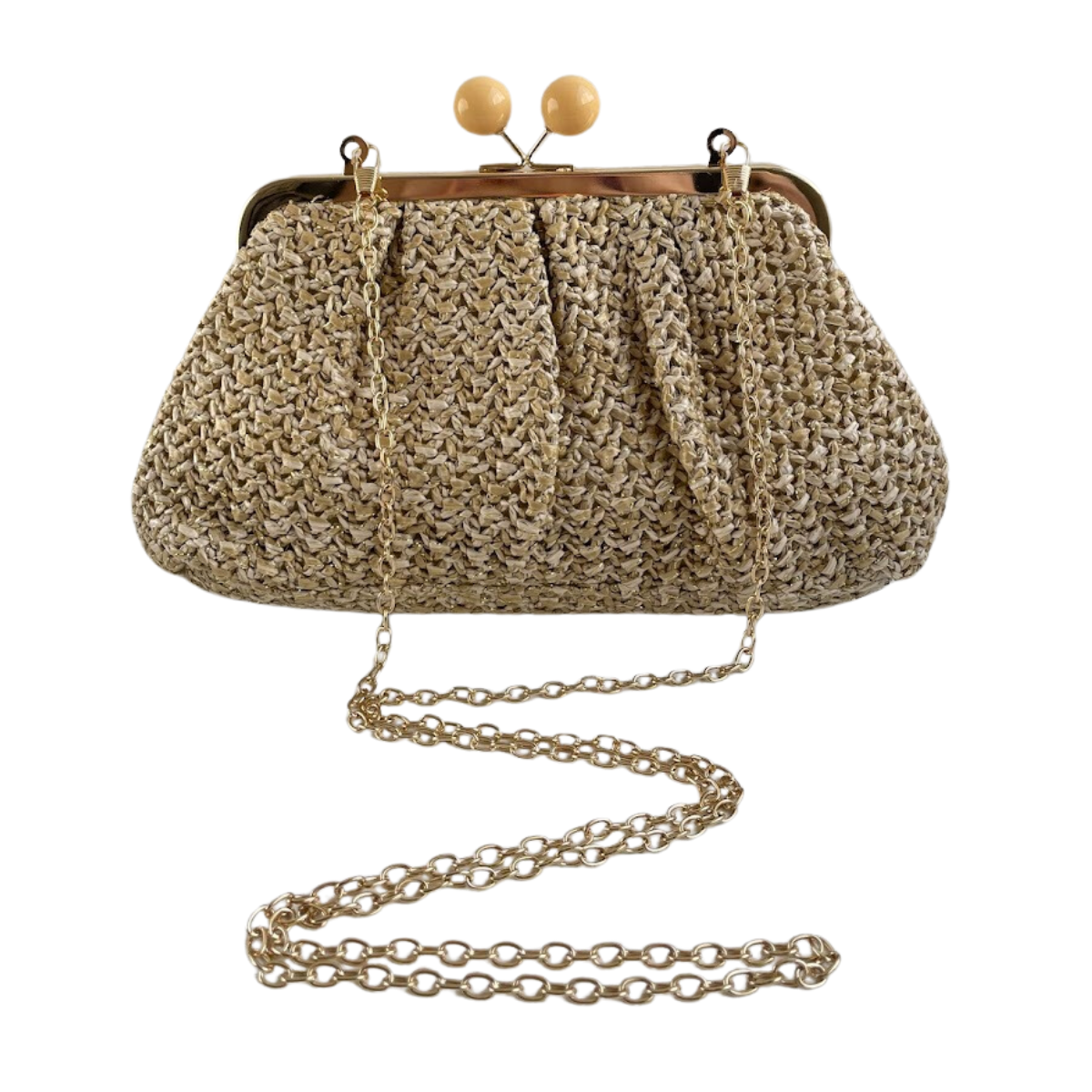 Bolsa Pouch Festa Clutch Palha Bege - ReUse