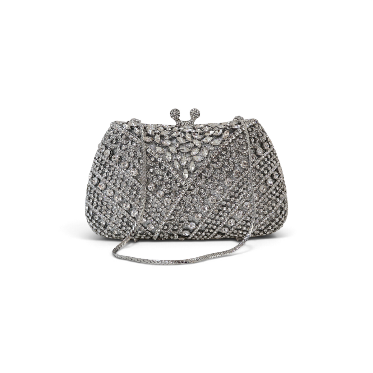 Bolsa Festa Clutch Pedraria Strass Prata