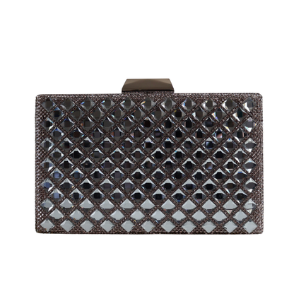 Bolsa Festa Clutch Pedraria Strass Prateada