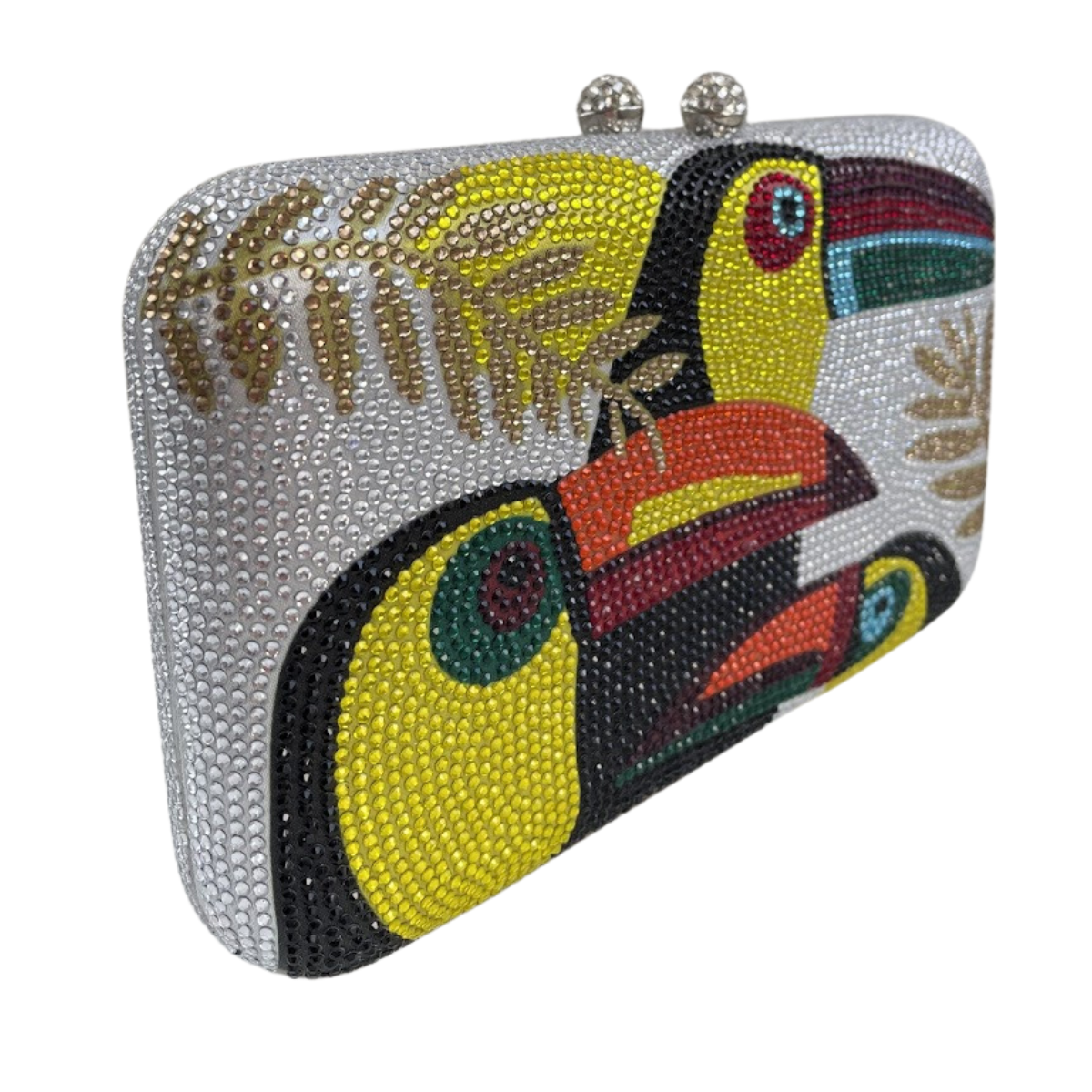 Bolsa de Festa Clutch Pedraria Prata Toucan