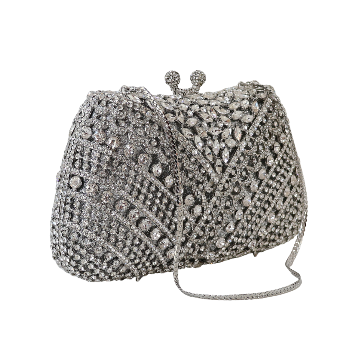 Bolsa Festa Clutch Pedraria Strass Prata