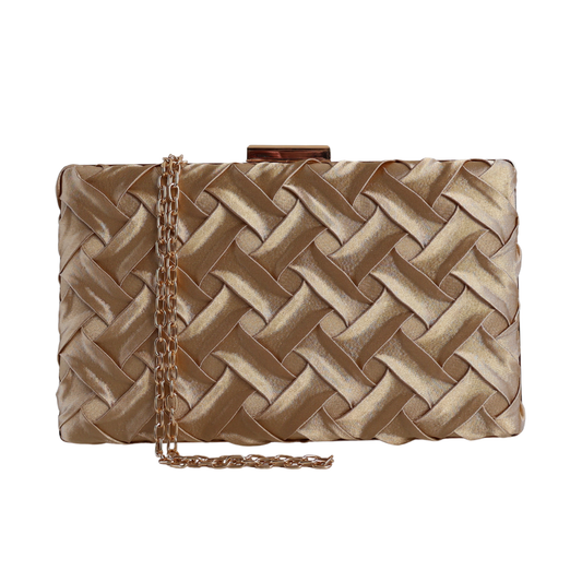 Bolsa Festa Clutch Tecido Acetinado Dourada