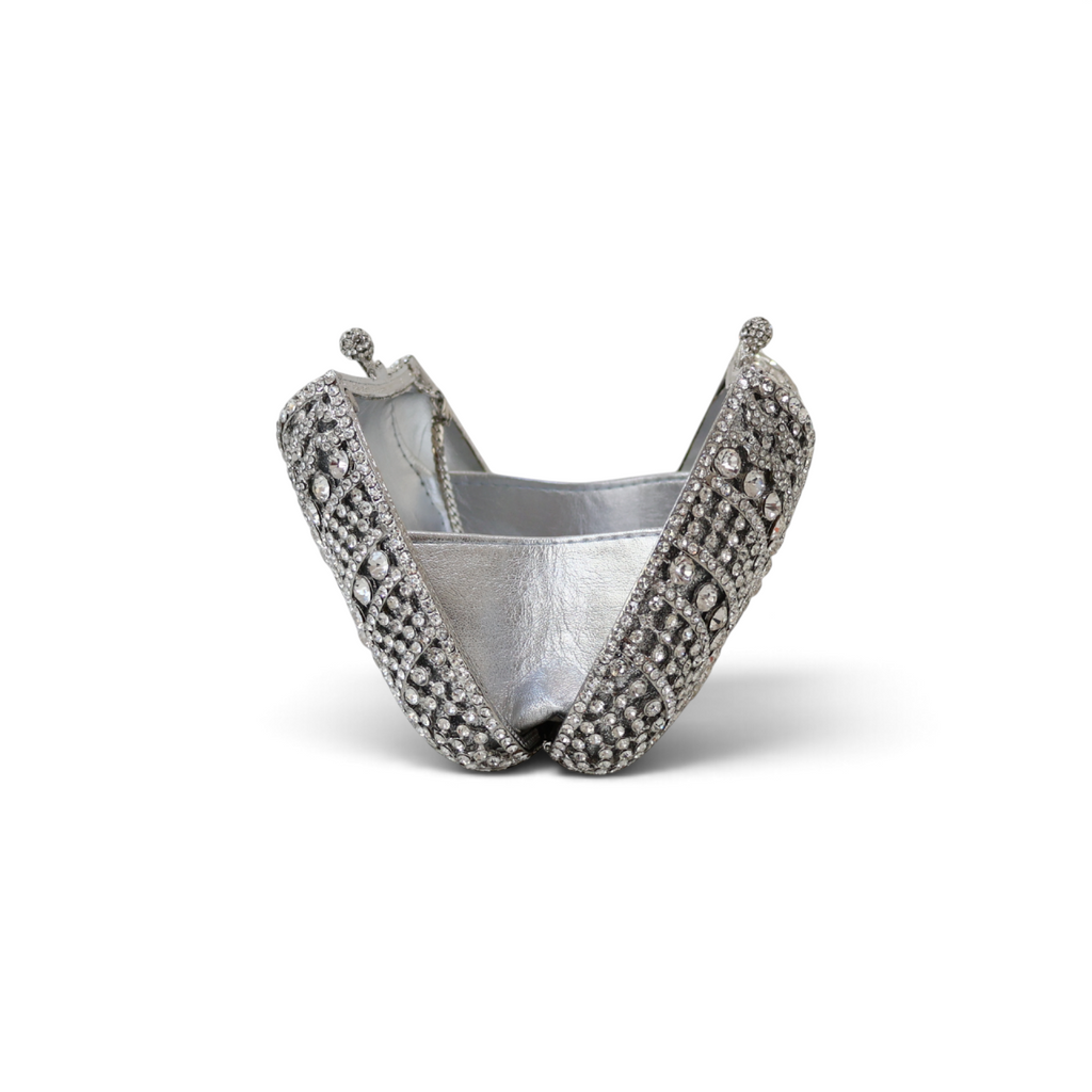 Bolsa Festa Clutch Pedraria Strass Prata