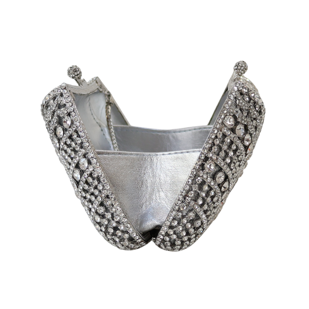 Bolsa Festa Clutch Pedraria Strass Prata