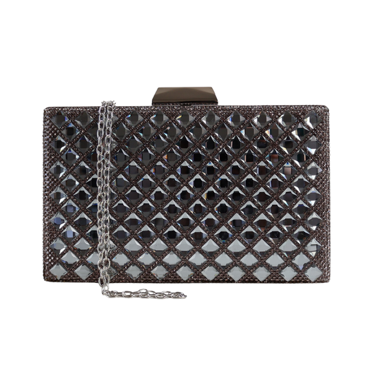 Bolsa Festa Clutch Pedraria Strass Prateada