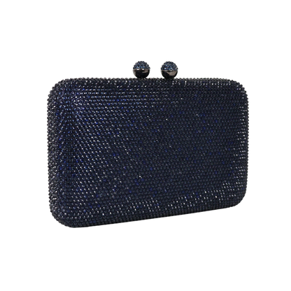 Bolsa Festa Clutch Pedraria Strass Azul Marinho