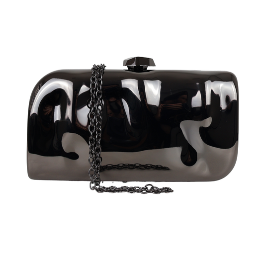 Bolsa de Festa Clutch Metalizada Prateada Grafite