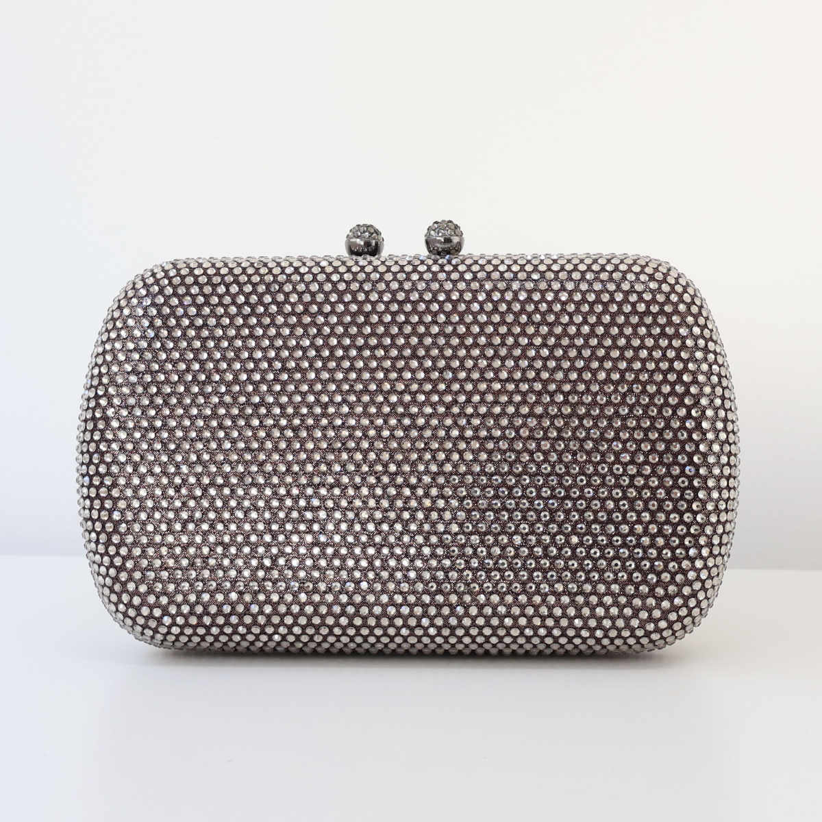 Bolsa Festa Clutch Pedraria Strass Oval Grafite