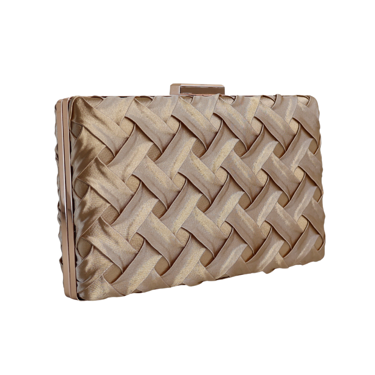 Bolsa Festa Clutch Tecido Acetinado Dourada