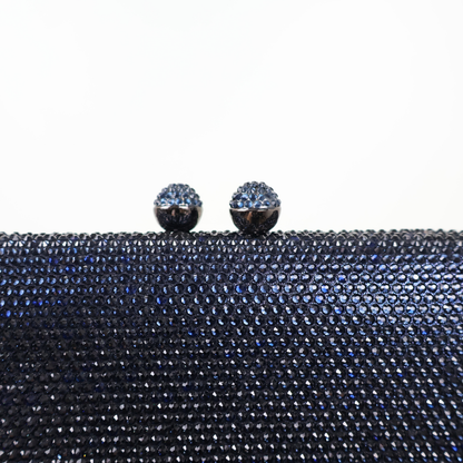 Bolsa Festa Clutch Pedraria Strass Azul Marinho