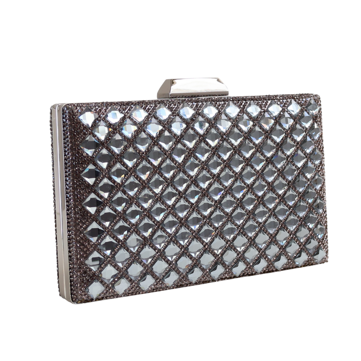 Bolsa Festa Clutch Pedraria Strass Prateada