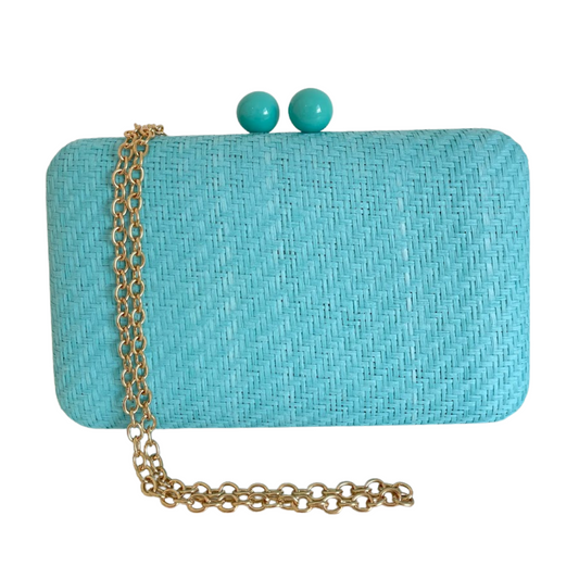 Bolsa de Festa Clutch Palha Azul Turquesa - ReUse