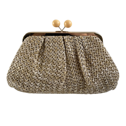 Bolsa Pouch Festa Clutch Palha Bege - ReUse