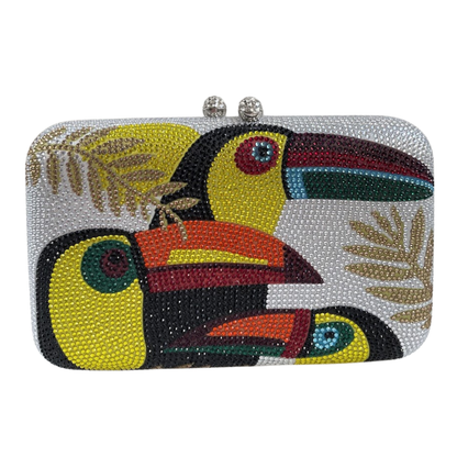 Bolsa de Festa Clutch Pedraria Prata Toucan