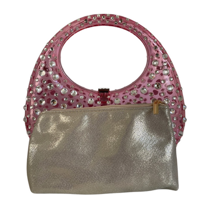 Bolsa de Mão Transversal Festa Clutch Acrílico Transparente Rosa