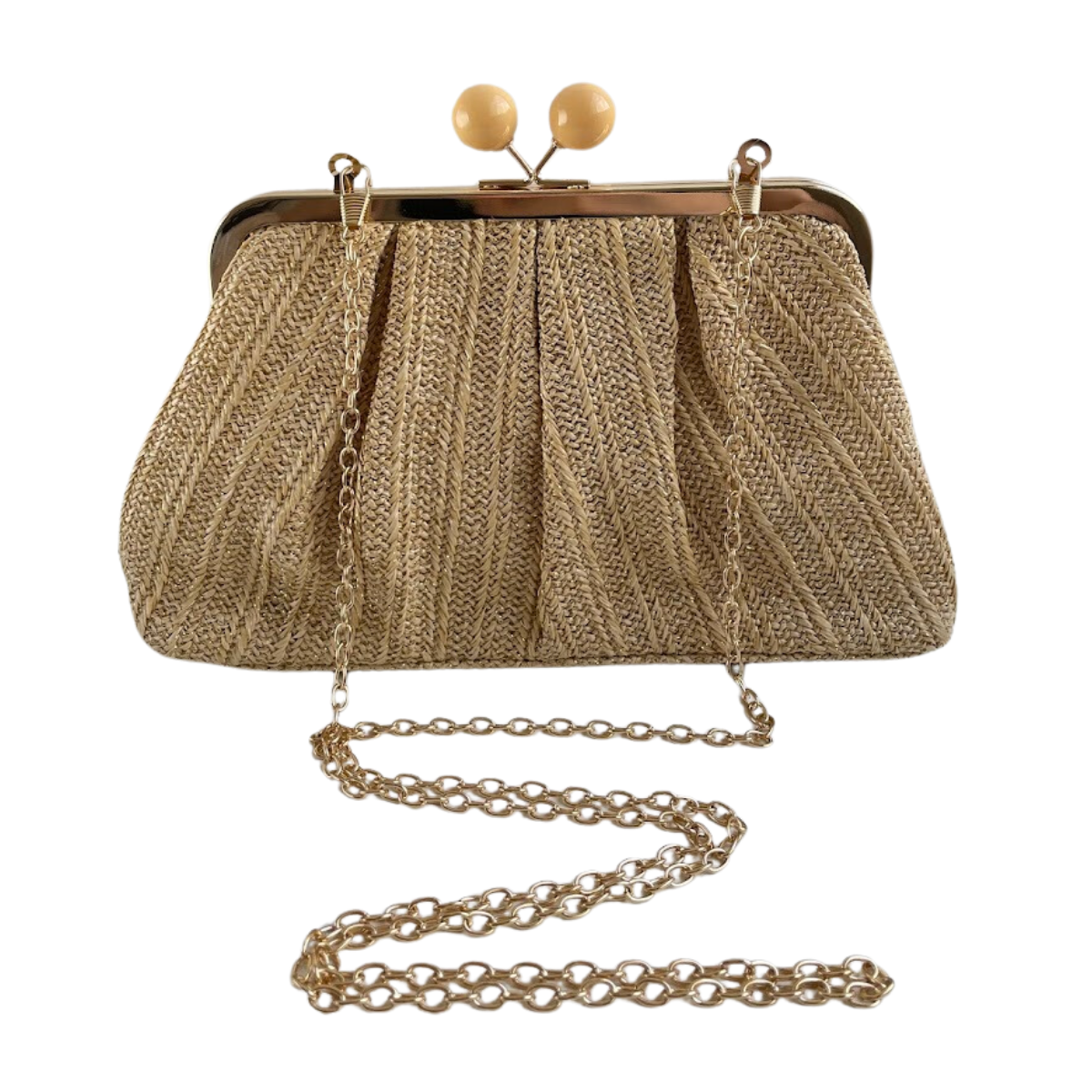 Bolsa Pouch Festa Clutch Palha Bege