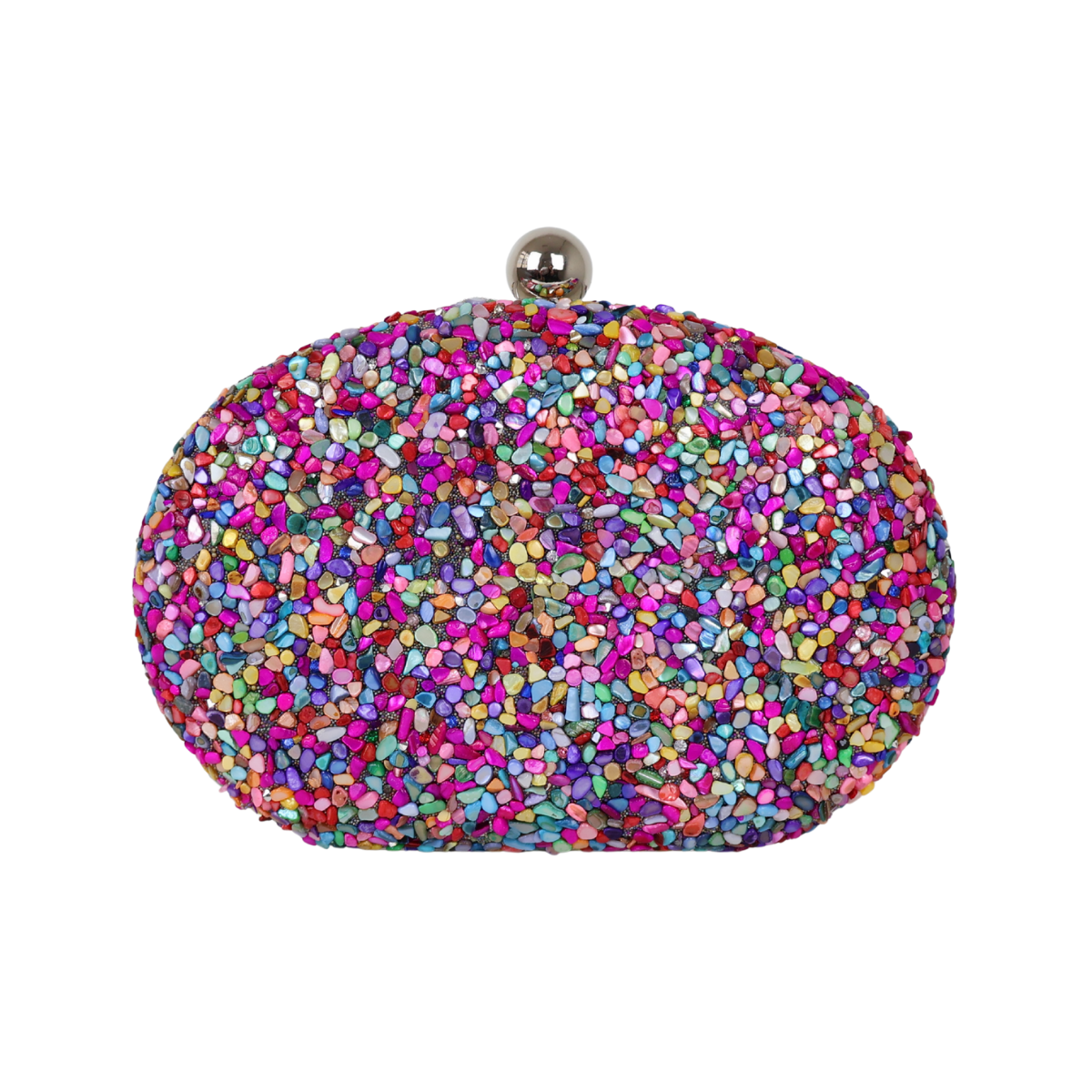 Bolsa Festa Clutch Pedraria Oval Colorida