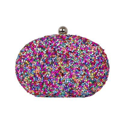 Bolsa Festa Clutch Pedraria Oval Colorida