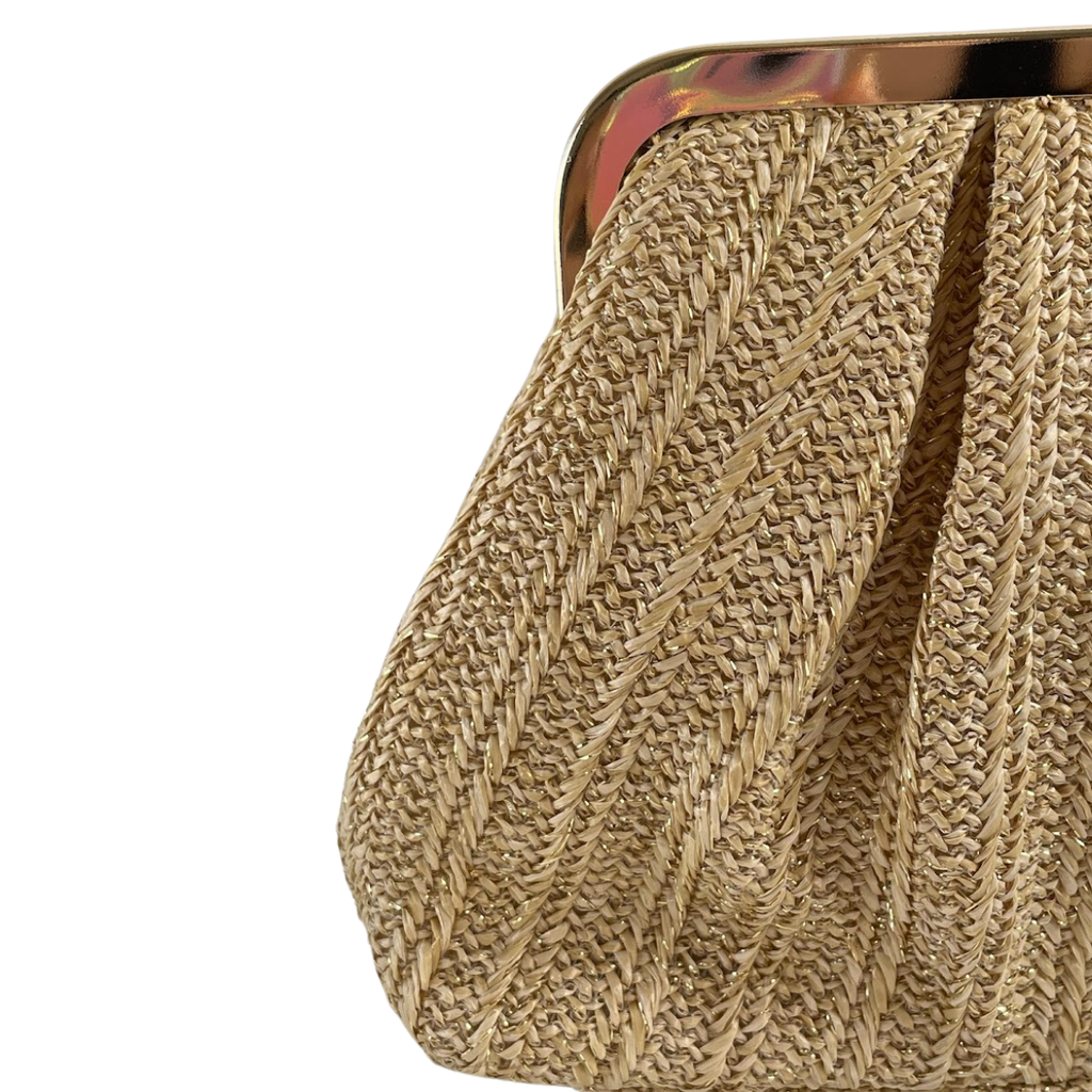 Bolsa Pouch Festa Clutch Palha Bege