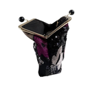 Bolsa Pouch Festa Clutch Flores Bordadas Preta