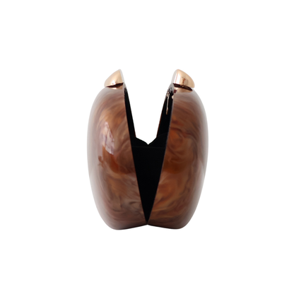 Bolsa Clutch Festa Acrílico Oval Marrom