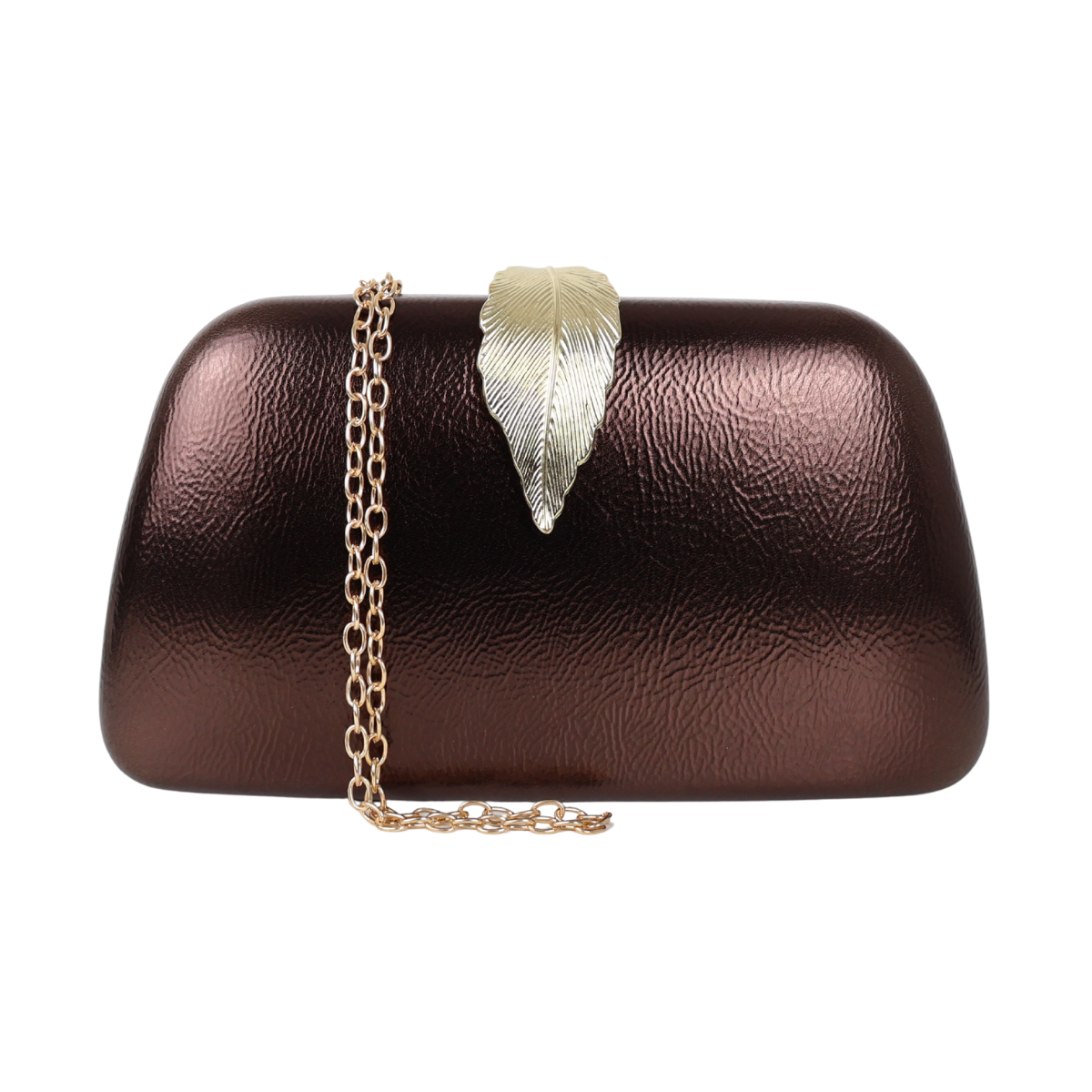 Bolsa Clutch Festa Fecho de Folha Marrom Bronze - ReUse