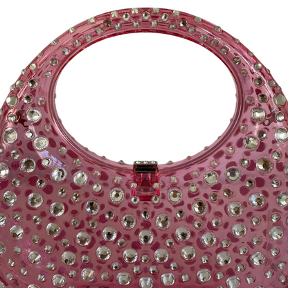 Bolsa de Mão Transversal Festa Clutch Acrílico Transparente Rosa