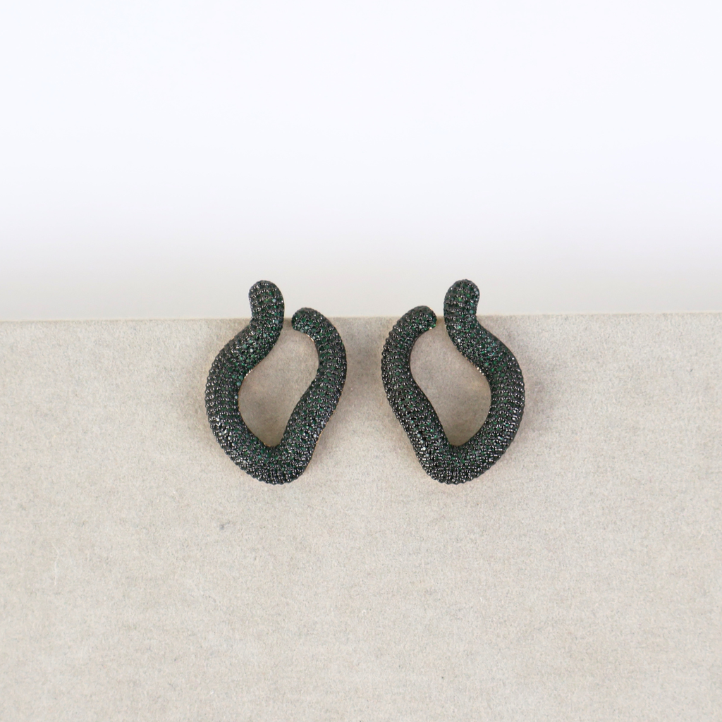 Brinco Dourado e Cristal Verde - Semijoia
