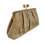 Bolsa Pouch Festa Clutch Palha Bege