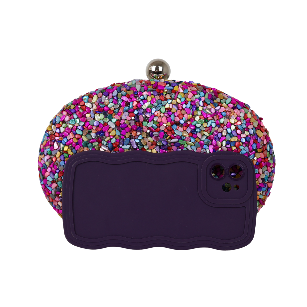 Bolsa Festa Clutch Pedraria Oval Colorida
