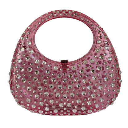 Bolsa de Mão Transversal Festa Clutch Acrílico Transparente Rosa