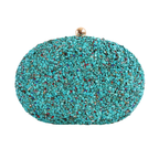 Bolsa Festa Clutch Pedraria Oval Azul Turquesa