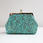 Bolsa Festa Clutch Pouch Pedraria Turquesa