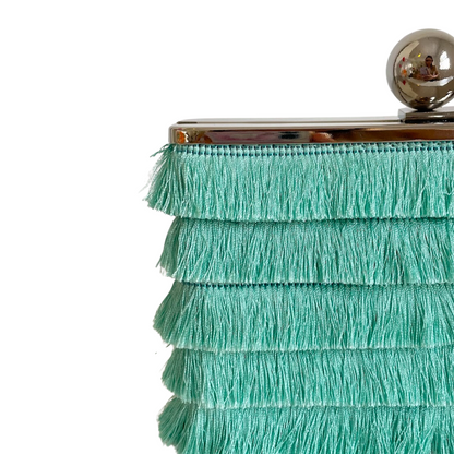 Bolsa Clutch Festa Tassel Franja Verde Tiffany